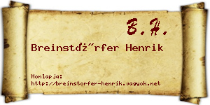 Breinstörfer Henrik névjegykártya